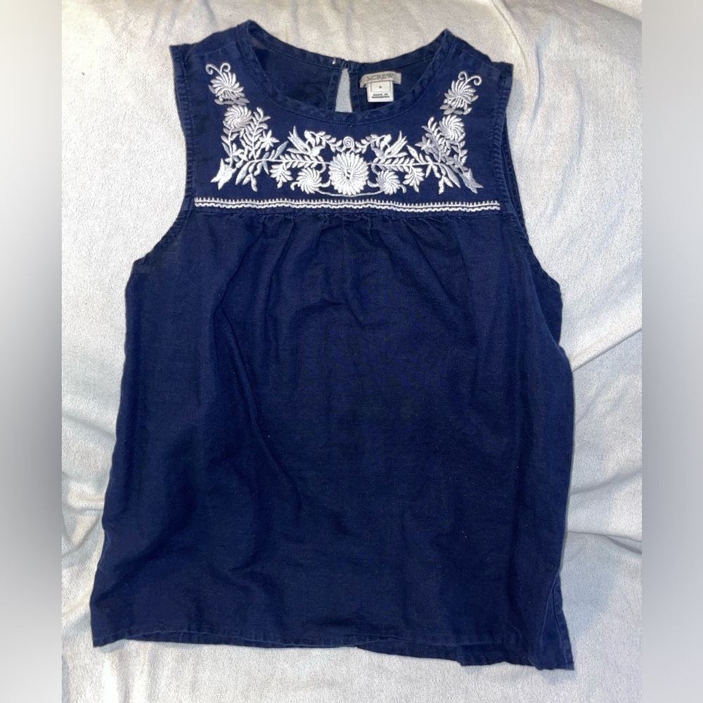 J Crew Navy Blue Casual Sleeveless Blouse